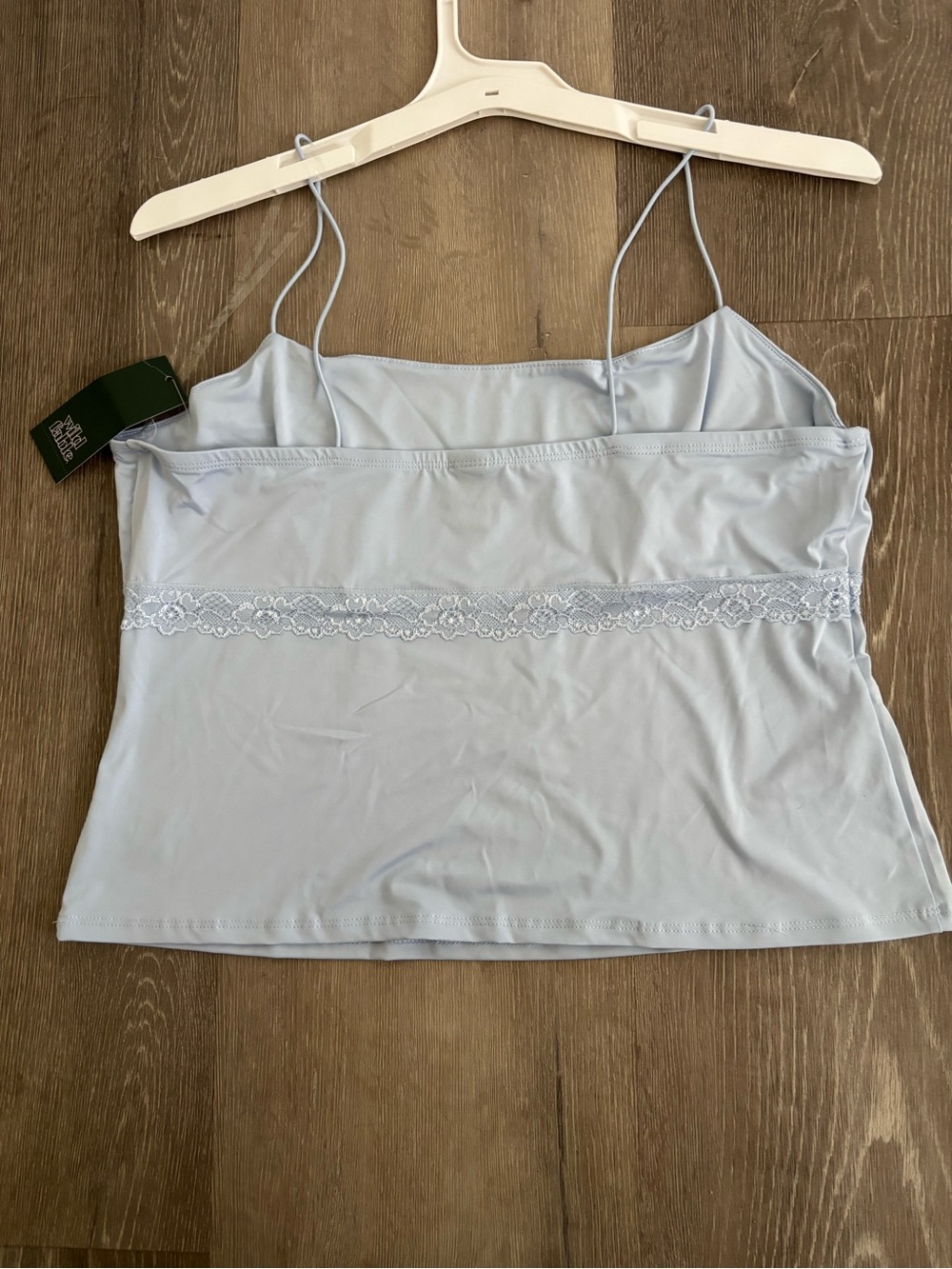 Light Blue size L Lace-Trim Cami Top - Picture 3 of 9